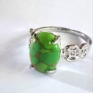 ARIZONA GREEN COPPER POLISHED STONE NEW SIZE 9QUALITY TITANIUM SILVER NEW  RING